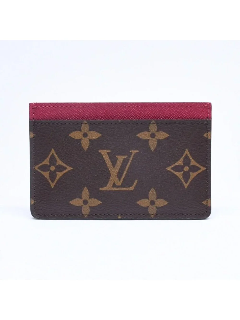 Louis Vuitton Card Case Porte Cartes Simple Monogram Canvas Brown Fuchsia